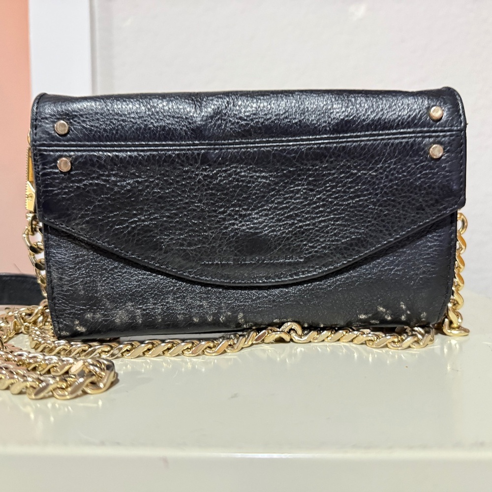 Aimee Kestenberg Black Leather Crossbody Gold Hardware